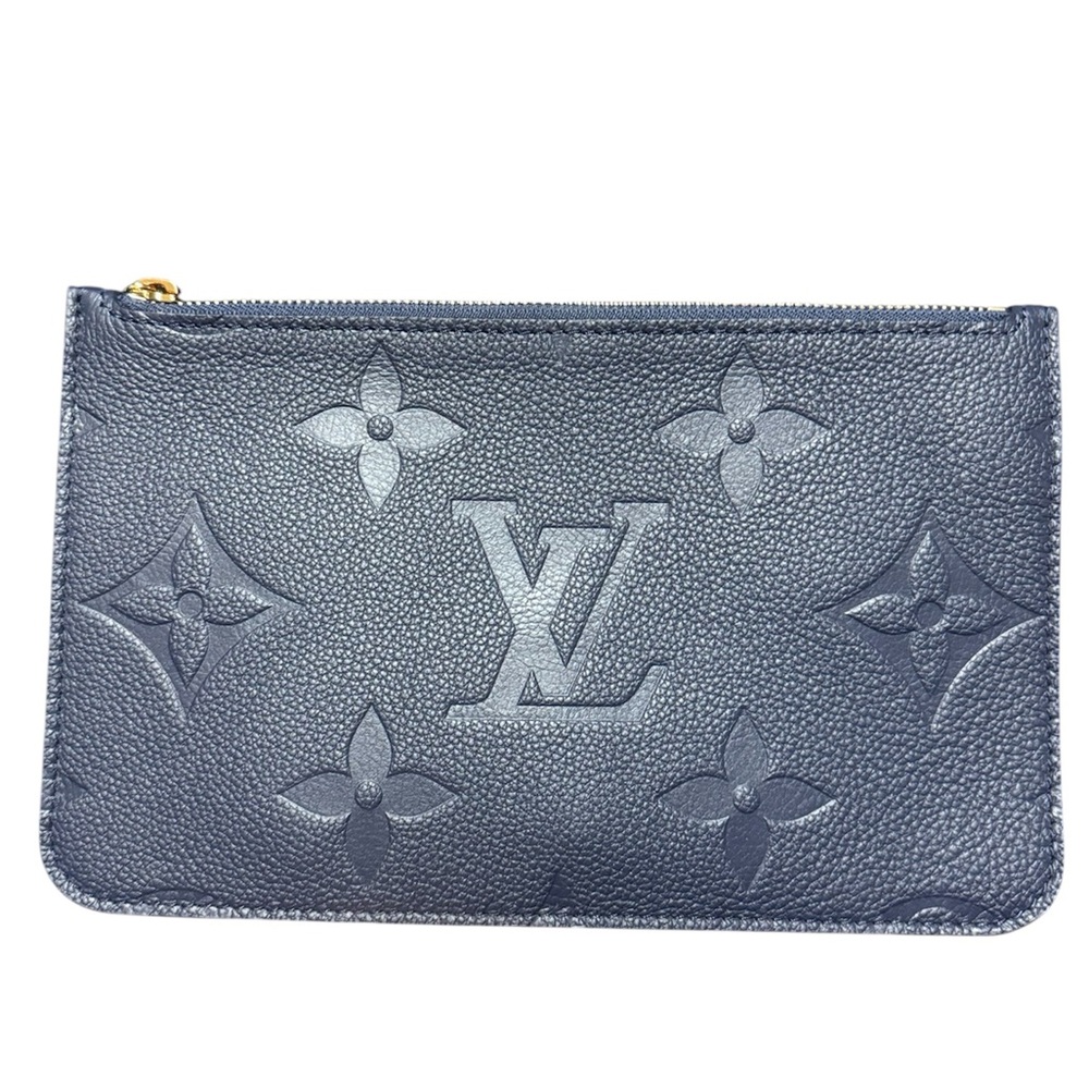 NEW Louis Vuitton Neverfull POCHETTE Navy embossed Monogram Empreinte leather - Picture 8 of 16